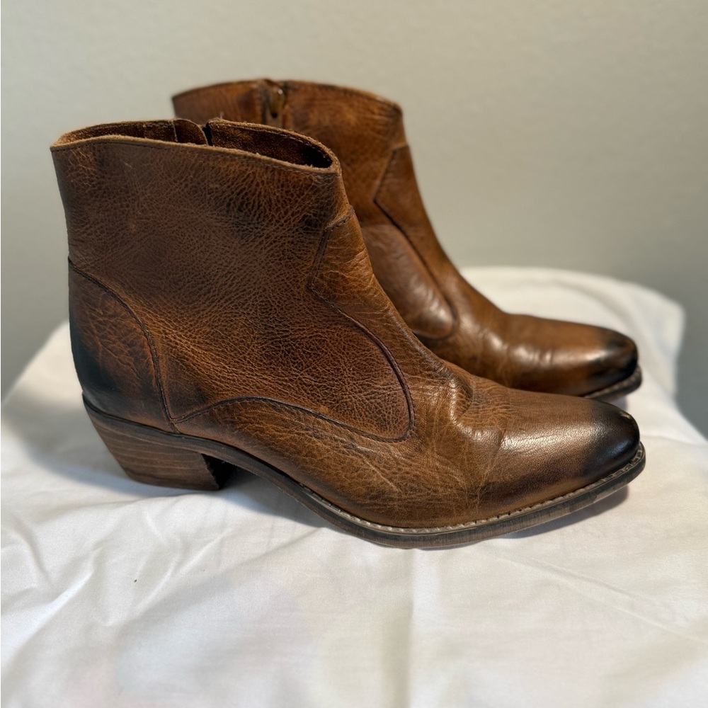 Diba Brown Leather Ankle Boots